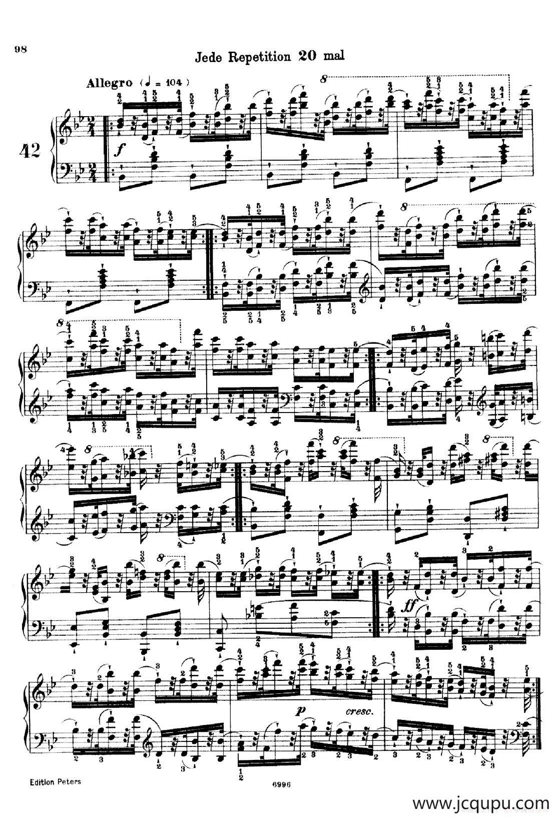 School of the Virtuoso Op.365（60首钢琴高级练习曲·42）简谱
