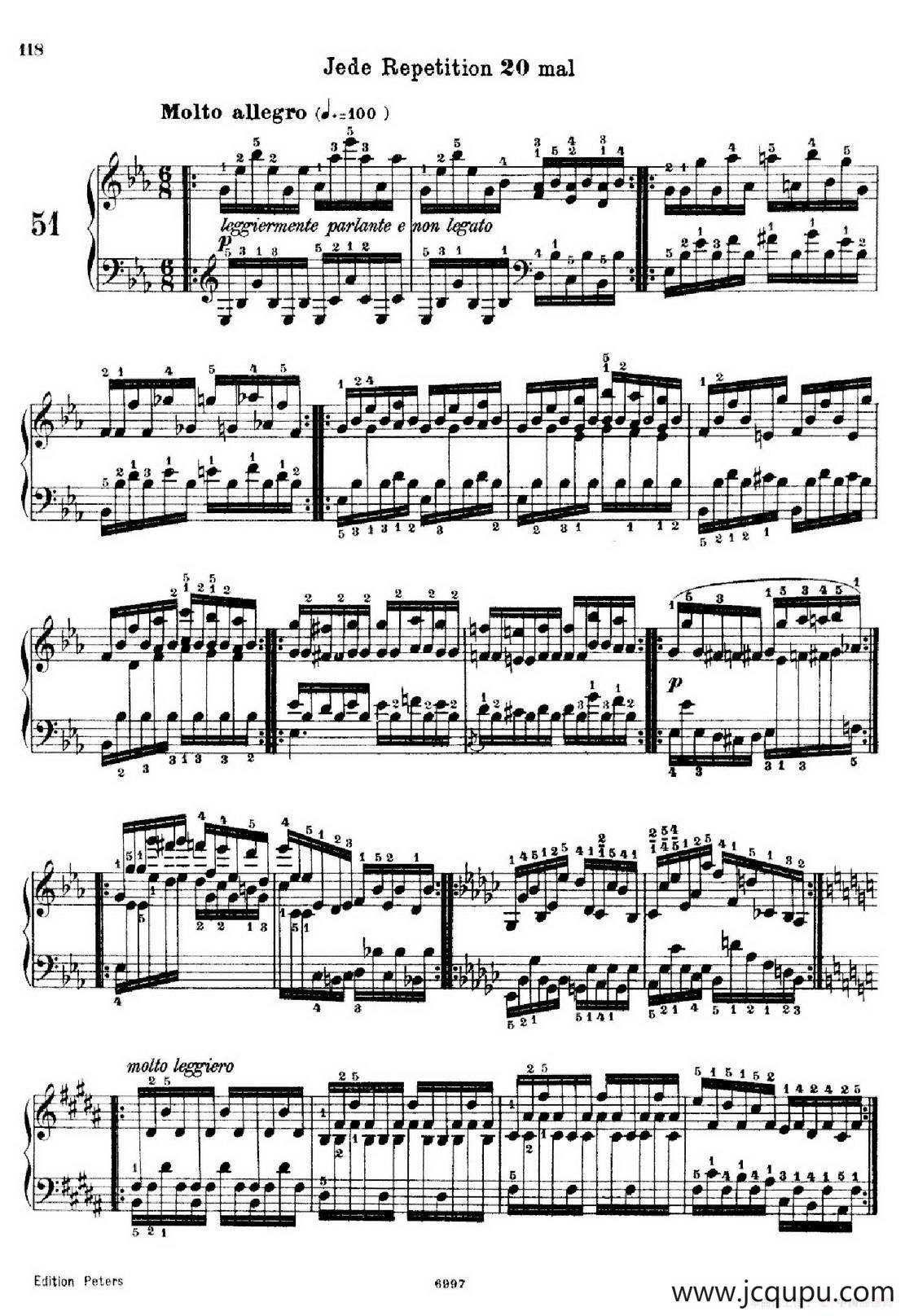 School of the Virtuoso Op.365（60首钢琴高级练习曲·51）简谱