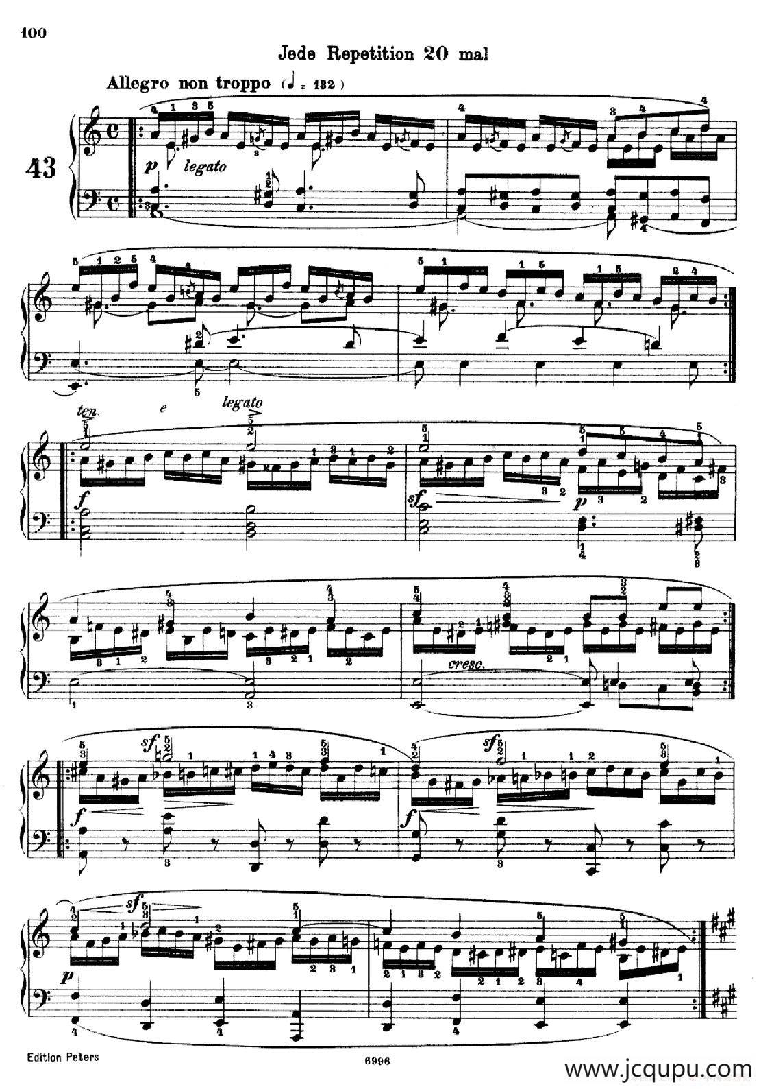 School of the Virtuoso Op.365（60首钢琴高级练习曲·43）简谱