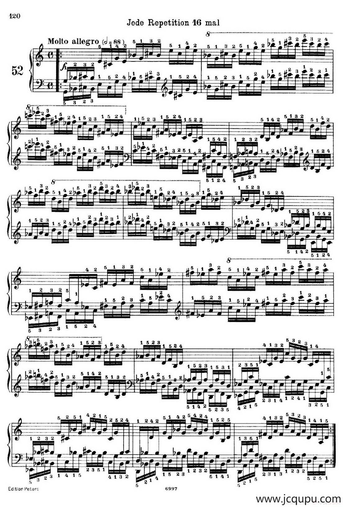 School of the Virtuoso Op.365（60首钢琴高级练习曲·52）简谱