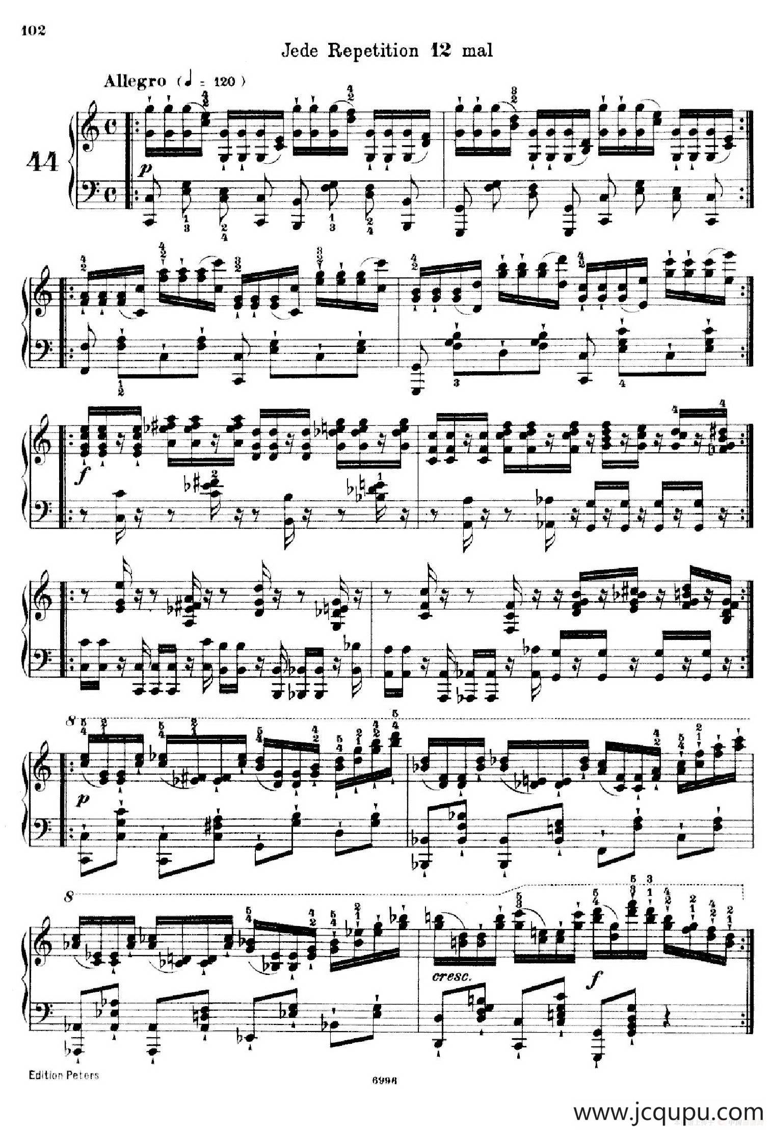 School of the Virtuoso Op.365（60首钢琴高级练习曲·44）简谱