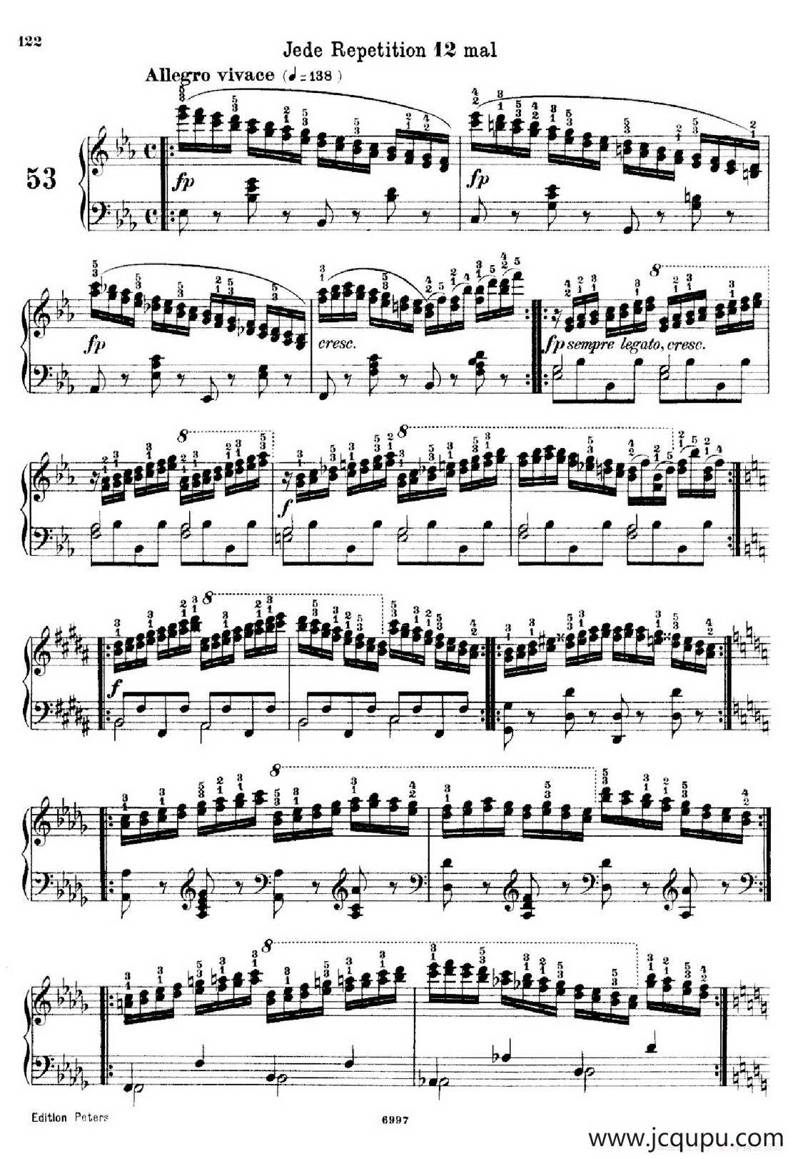 School of the Virtuoso Op.365（60首钢琴高级练习曲·53）简谱