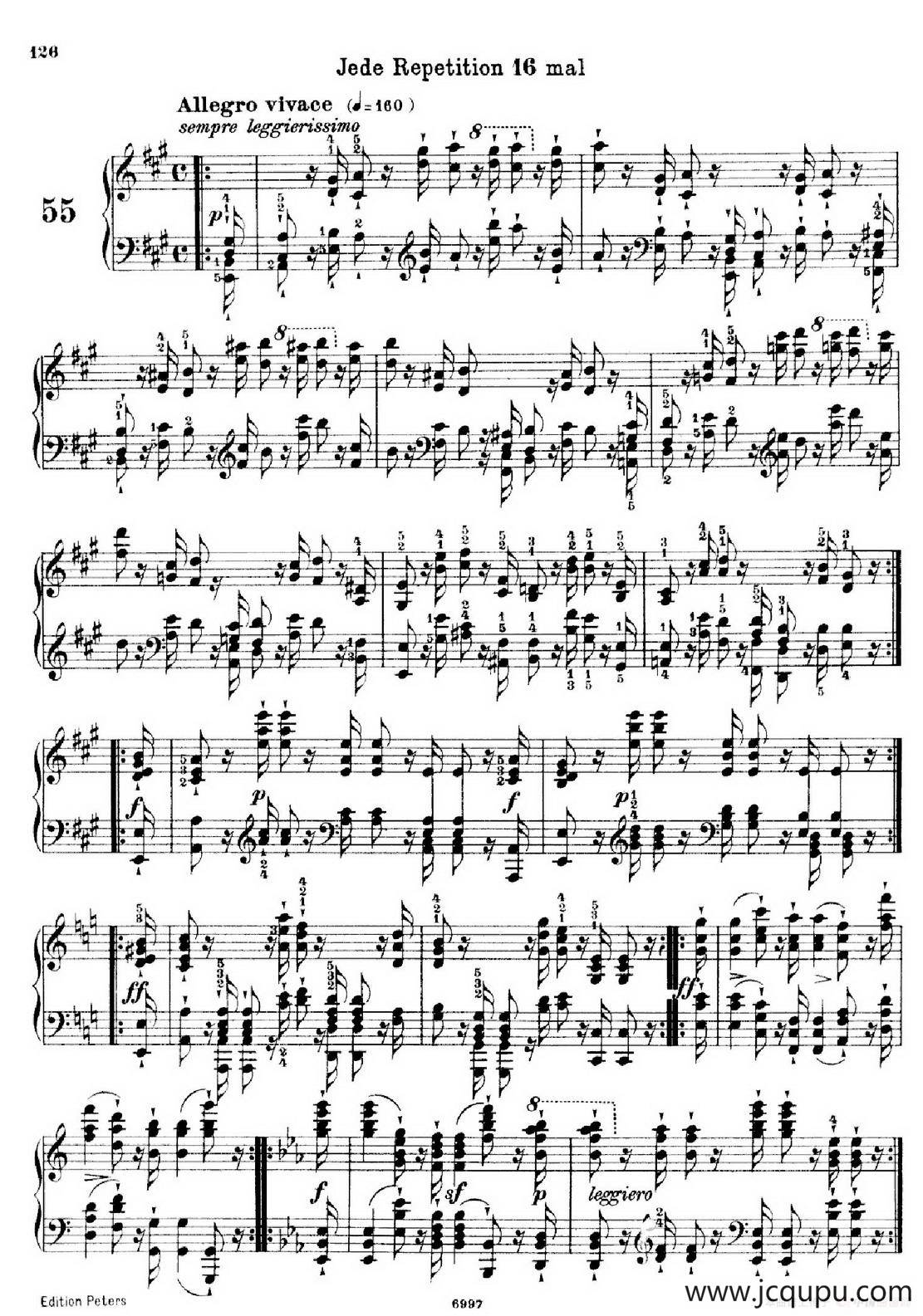 School of the Virtuoso Op.365（60首钢琴高级练习曲·55）简谱
