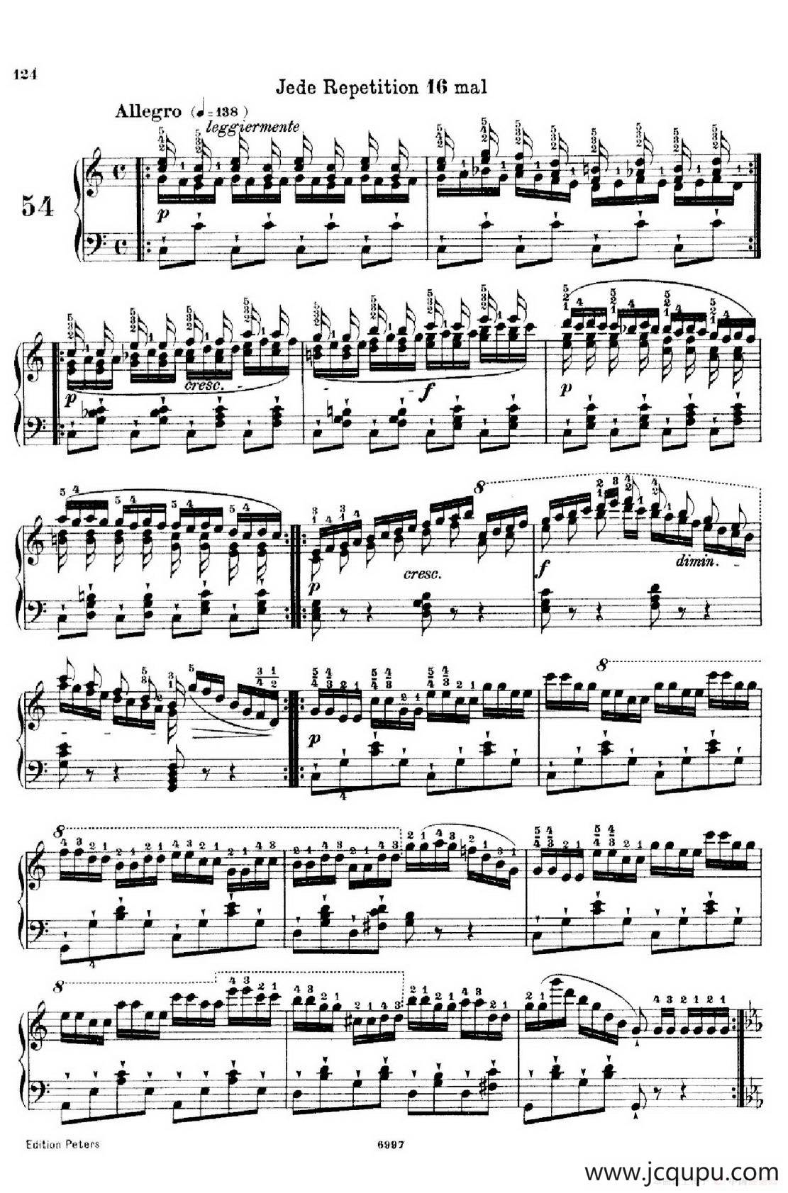 School of the Virtuoso Op.365（60首钢琴高级练习曲·54）简谱