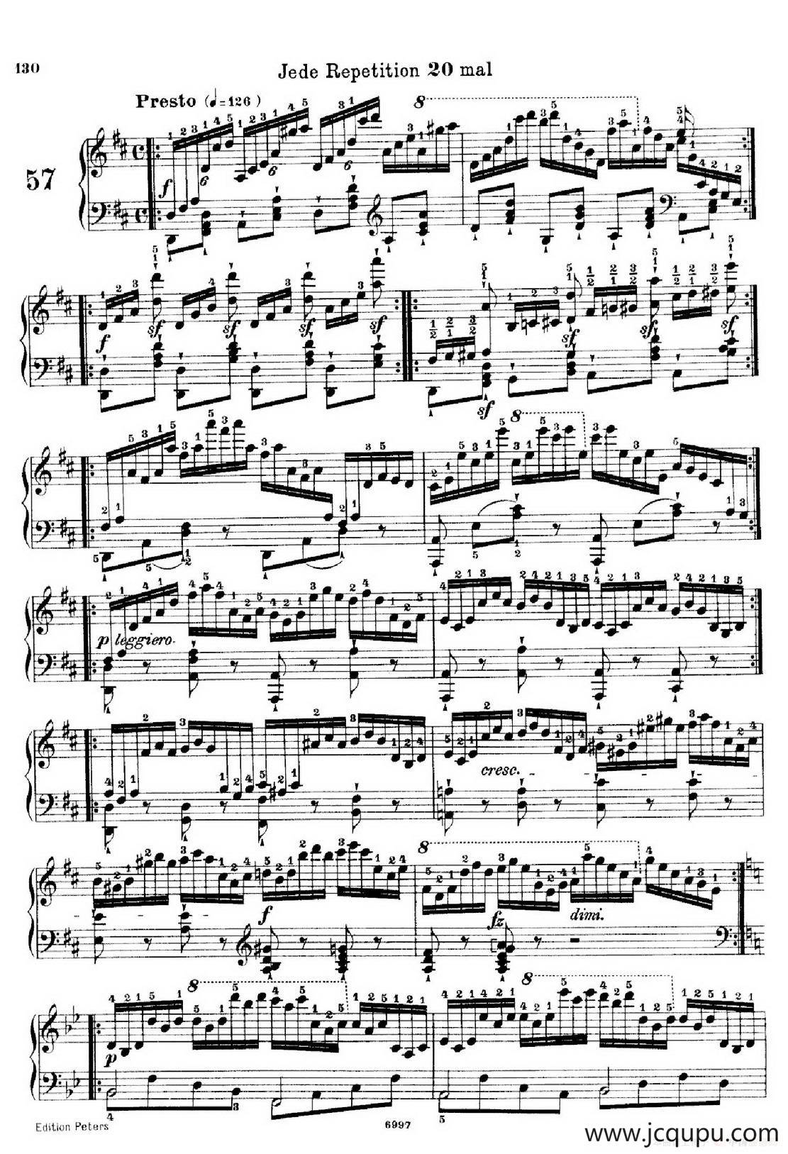 School of the Virtuoso Op.365（60首钢琴高级练习曲·57）简谱