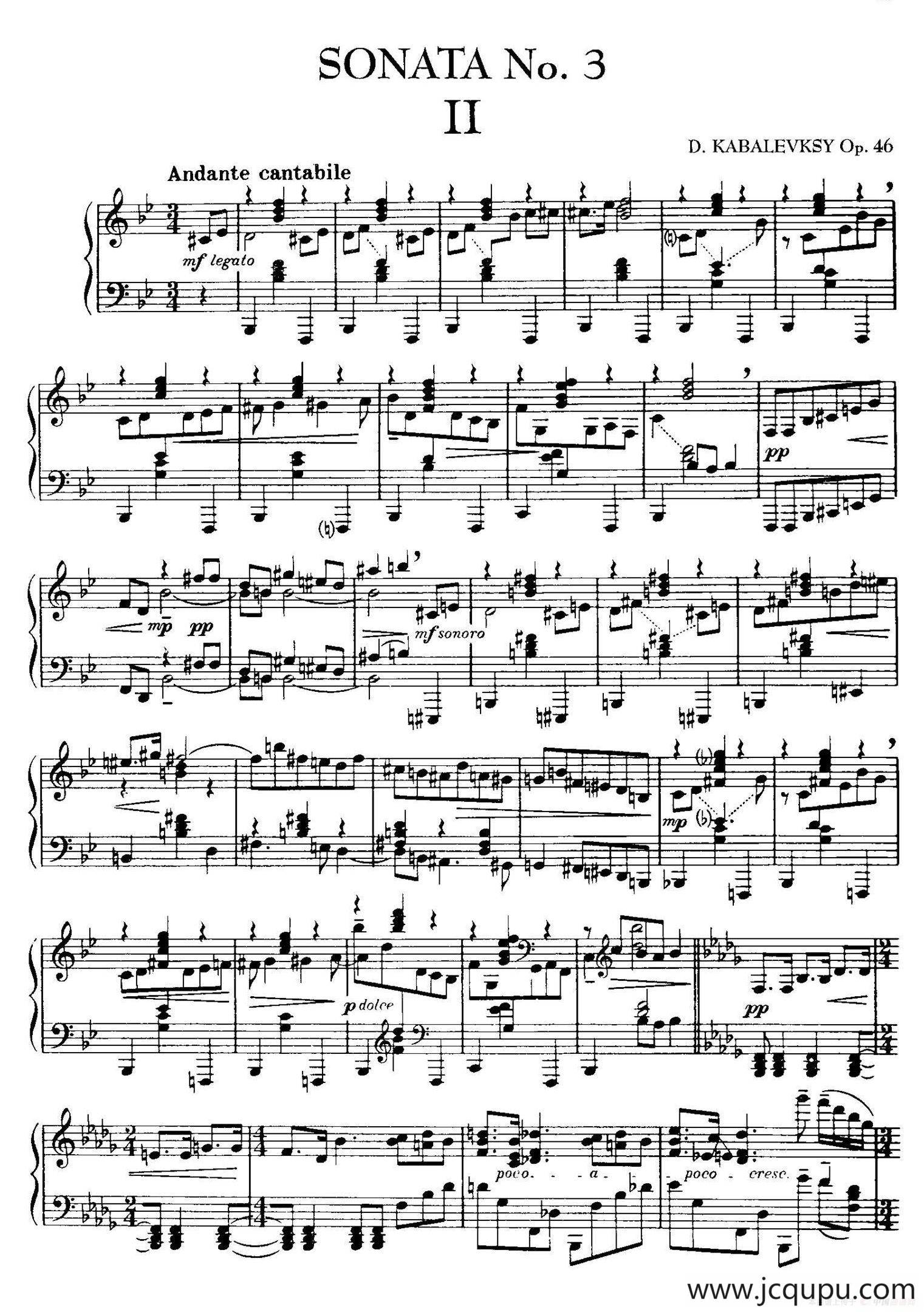 Piano Sonata No.3 in F Major Op.46（F大调第三钢琴奏鸣曲·Ⅱ）简谱