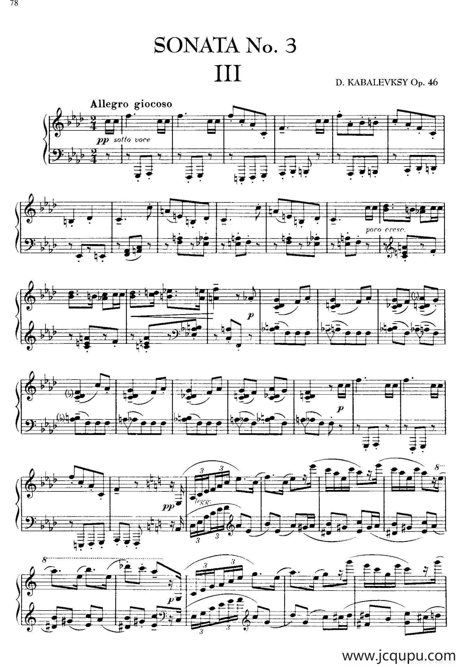 Piano Sonata No.3 in F Major Op.46（F大调第三钢琴奏鸣曲·Ⅲ）简谱
