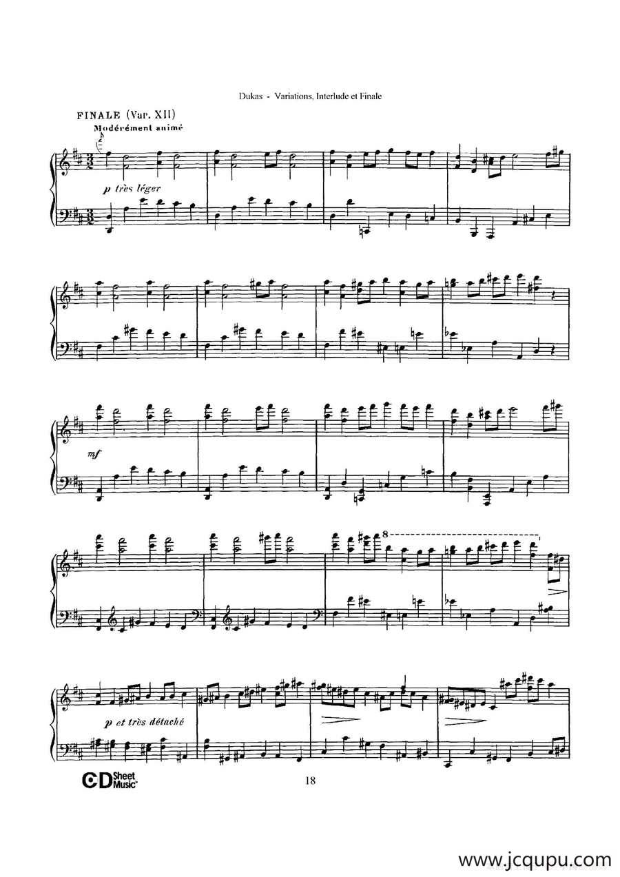 Variations, Interlude & Finale on theme de Rameau（拉摩主题变奏曲、间奏曲和终曲·第二部分）简谱