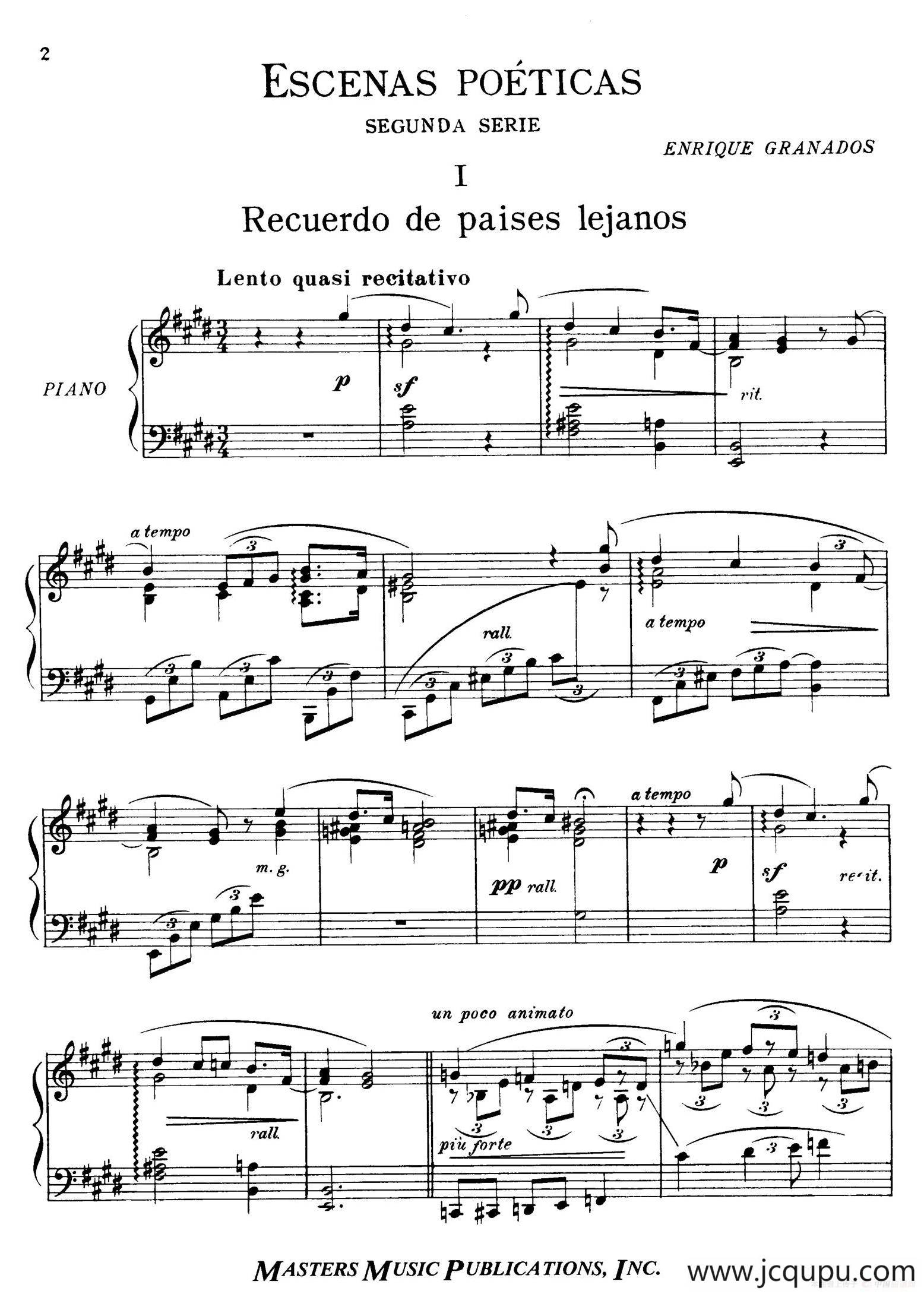 Escenas Poeticas（Segunda Serie Ⅰ）简谱