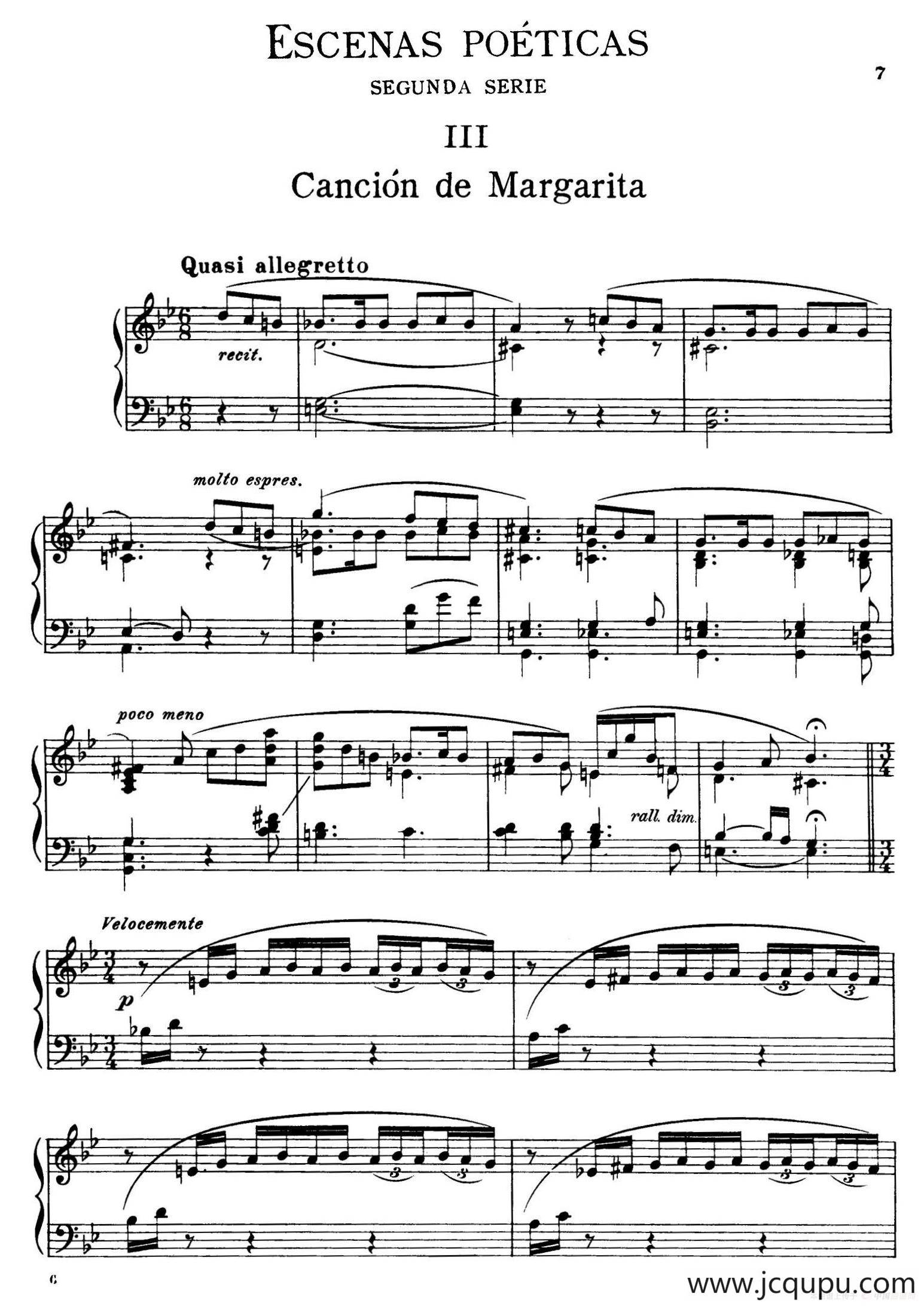 Escenas Poeticas（Segunda Serie Ⅲ）简谱