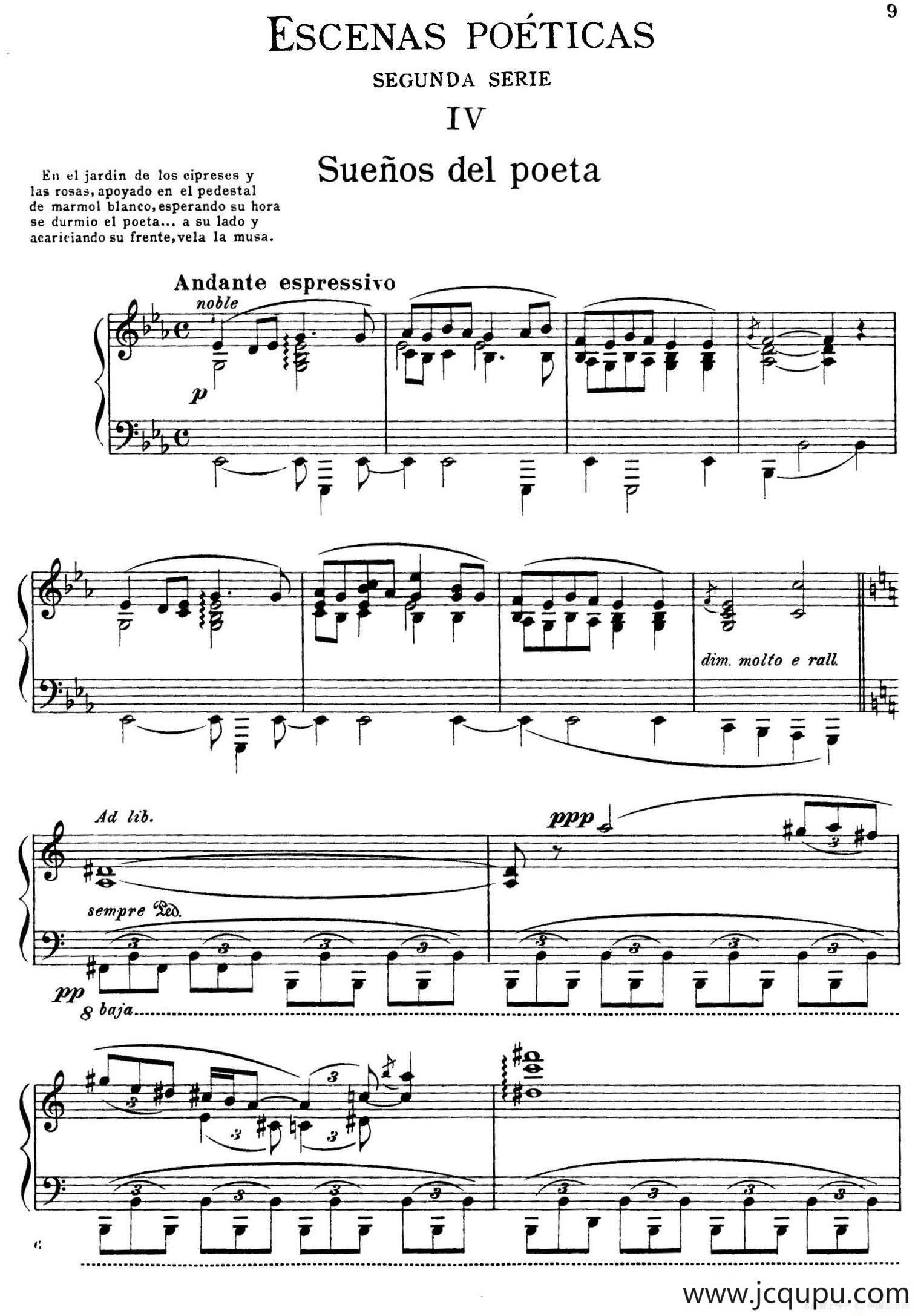 Escenas Poeticas（Segunda Serie Ⅳ）简谱