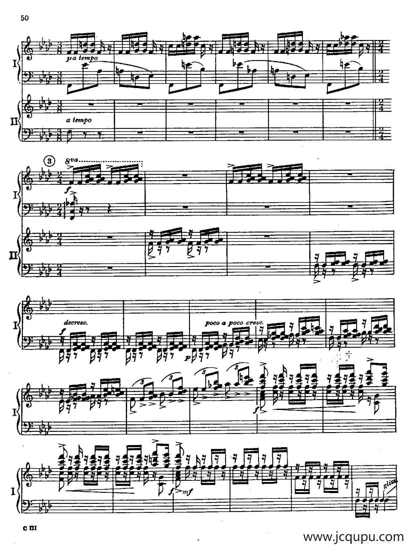 F大调爵士钢琴协奏曲（美版双钢琴原谱 P51—60）简谱