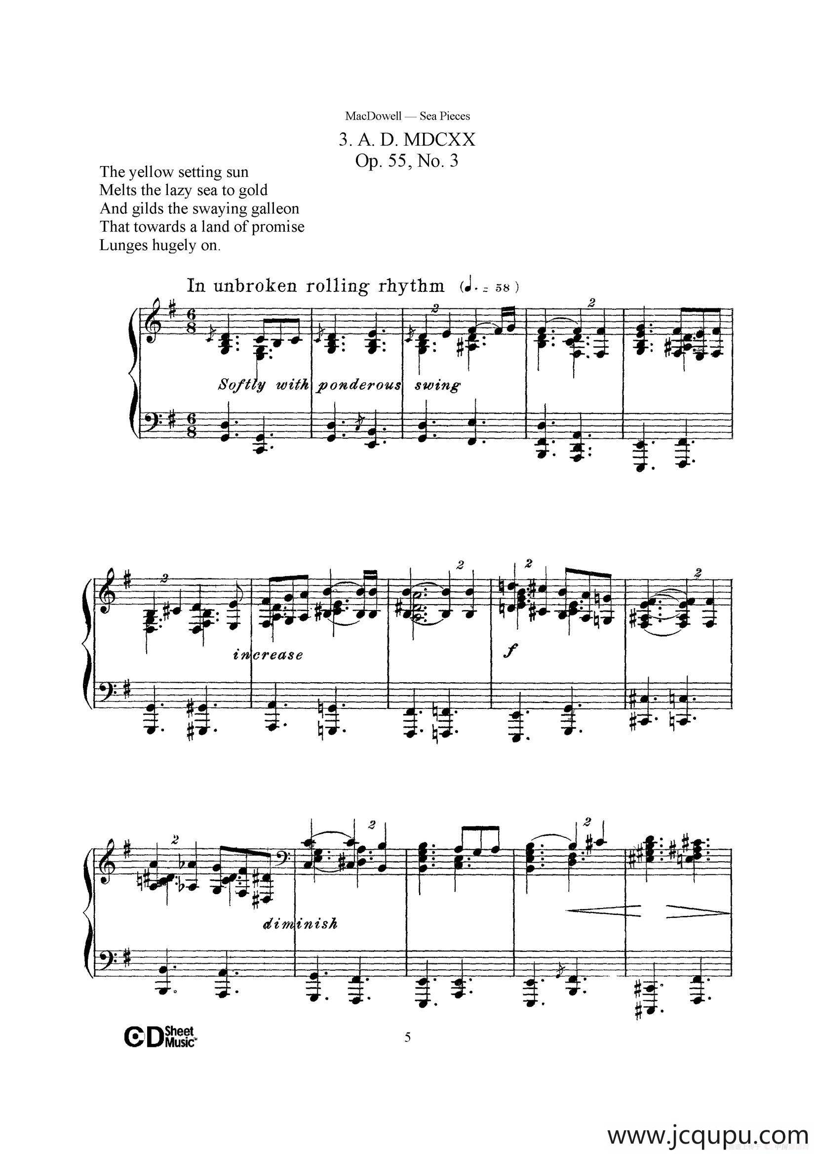 海景 Sea Pieces Op.55（No.3）简谱