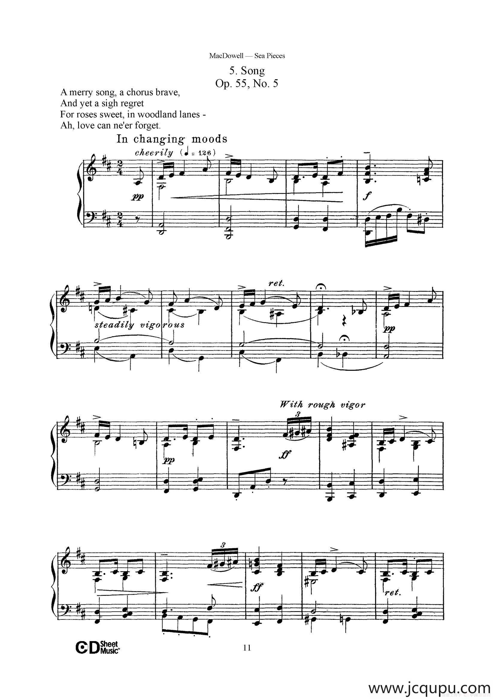 海景 Sea Pieces Op.55（No.5）简谱