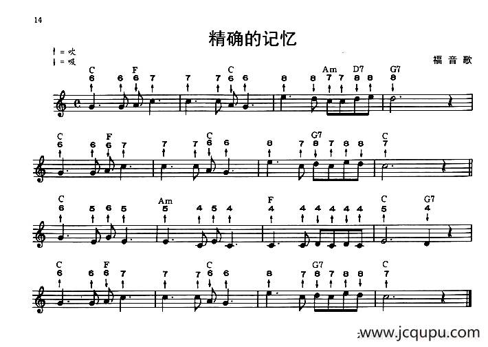 精确的记忆（布鲁斯）简谱