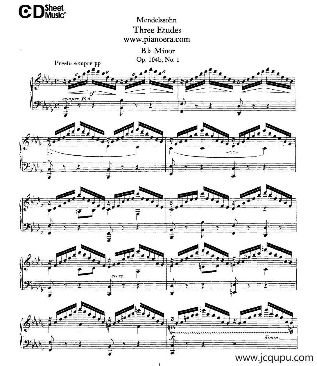 3 Etudes Op.104b（3首练习曲·1）简谱