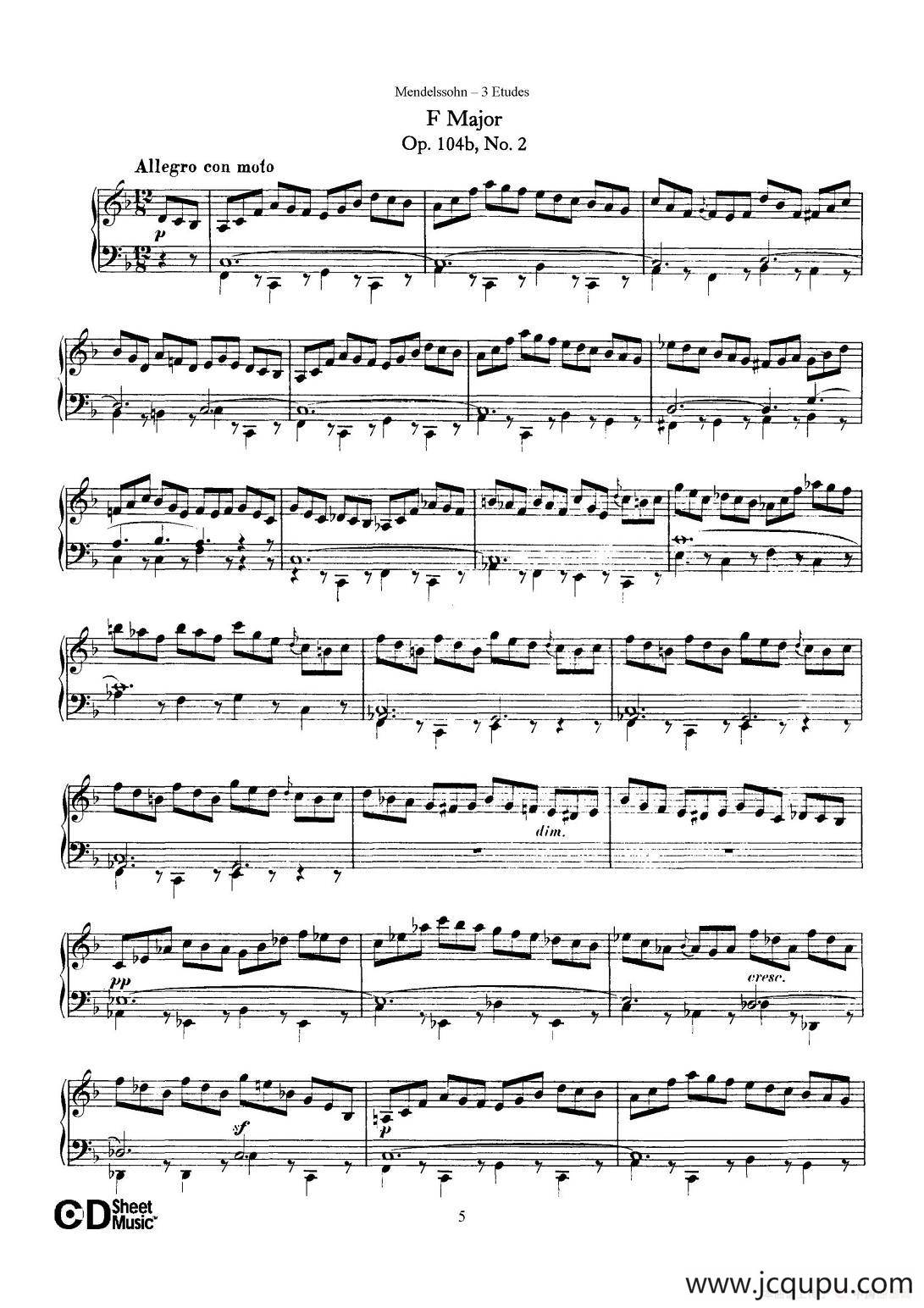 3 Etudes Op.104b（3首练习曲·2）简谱