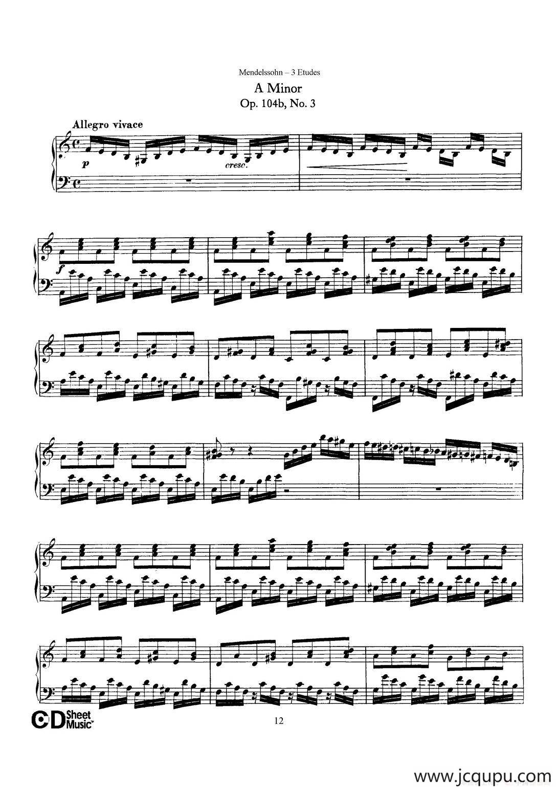 3 Etudes Op.104b（3首练习曲·3）简谱