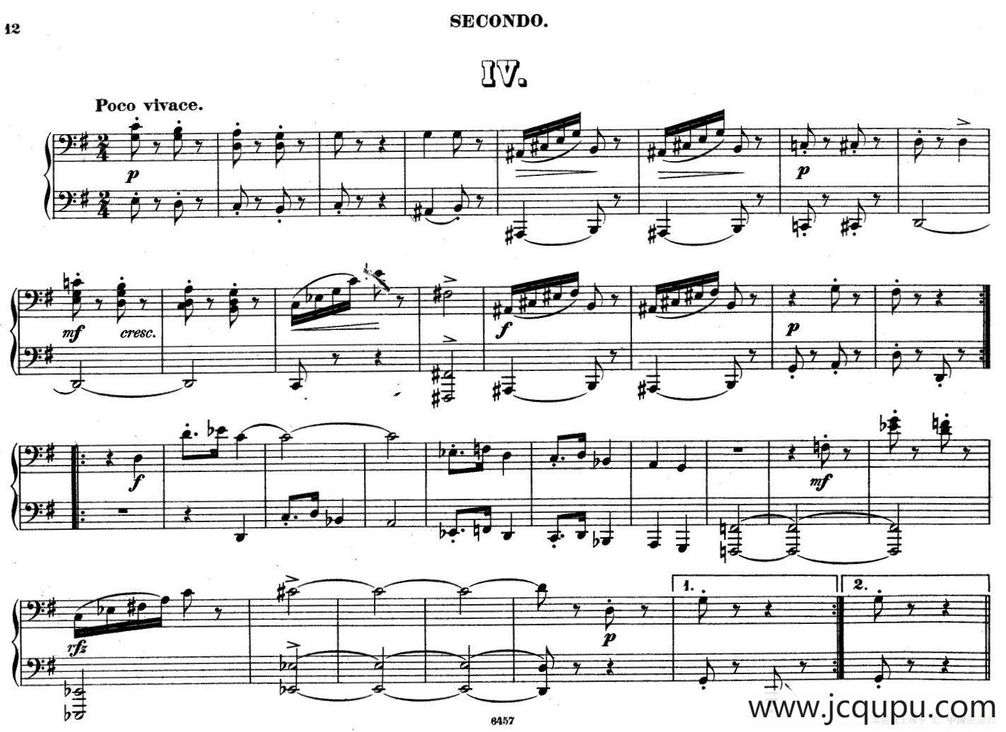 Zwolf Original-Compositionen fur Pianoforte zu 4 Handen Op.57（12首四手联弹小品·4）简谱