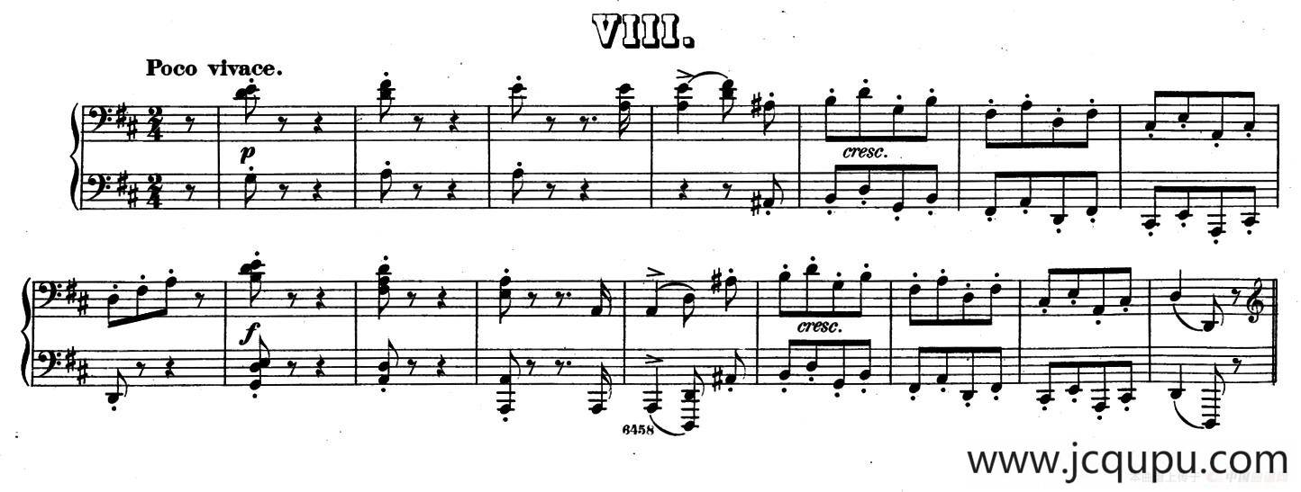 Zwolf Original-Compositionen fur Pianoforte zu 4 Handen Op.57（12首四手联弹小品·8）简谱