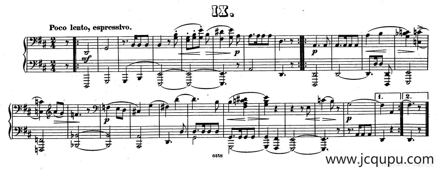 Zwolf Original-Compositionen fur Pianoforte zu 4 Handen Op.57（12首四手联弹小品·9）简谱