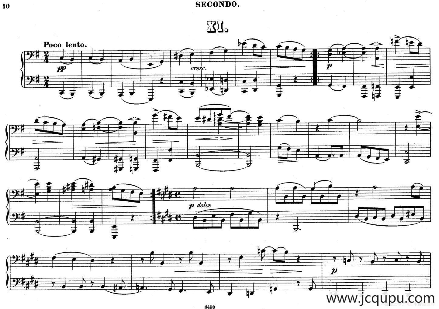 Zwolf Original-Compositionen fur Pianoforte zu 4 Handen Op.57（12首四手联弹小品·11）简谱