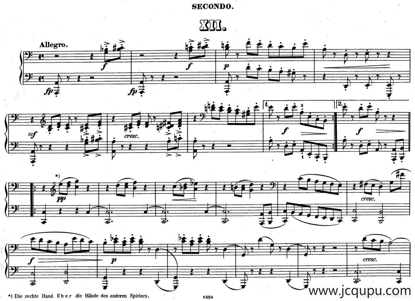 Zwolf Original-Compositionen fur Pianoforte zu 4 Handen Op.57（12首四手联弹小品·12）简谱