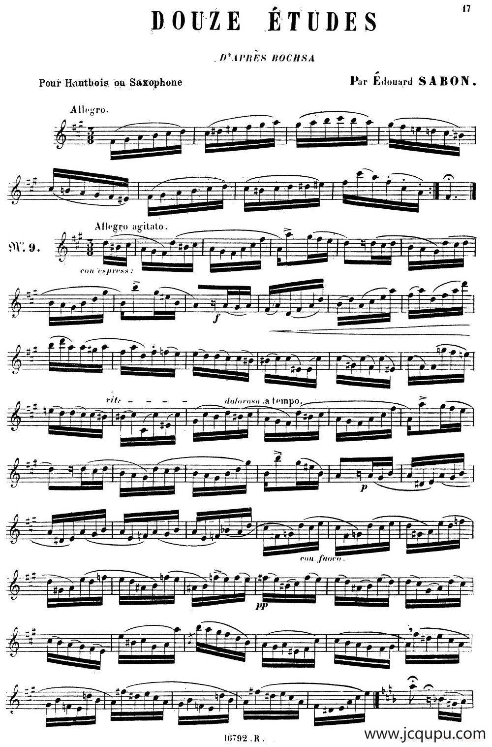 E.Sabon-12首练习曲（9）简谱