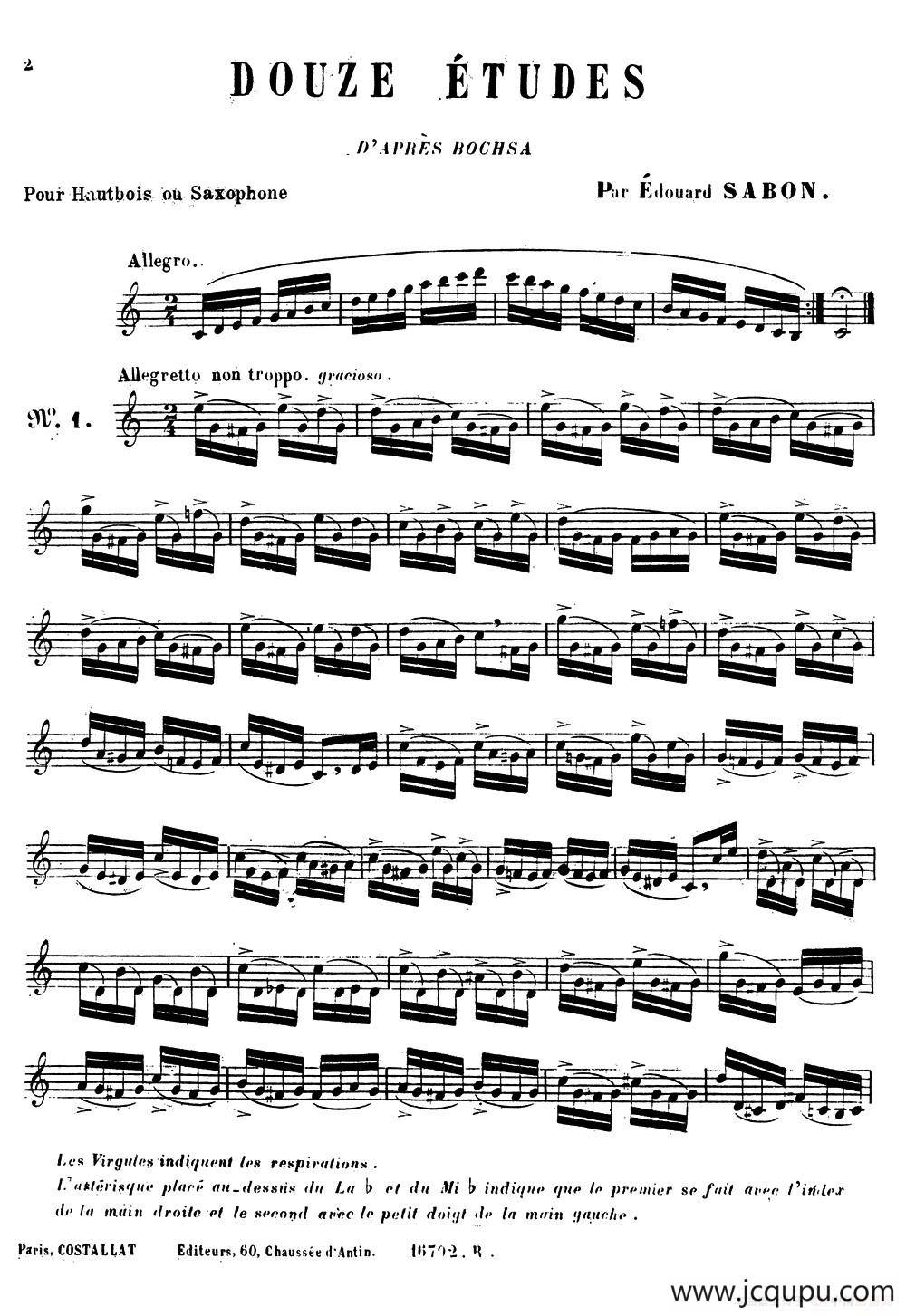 E.Sabon-12首练习曲（1）简谱