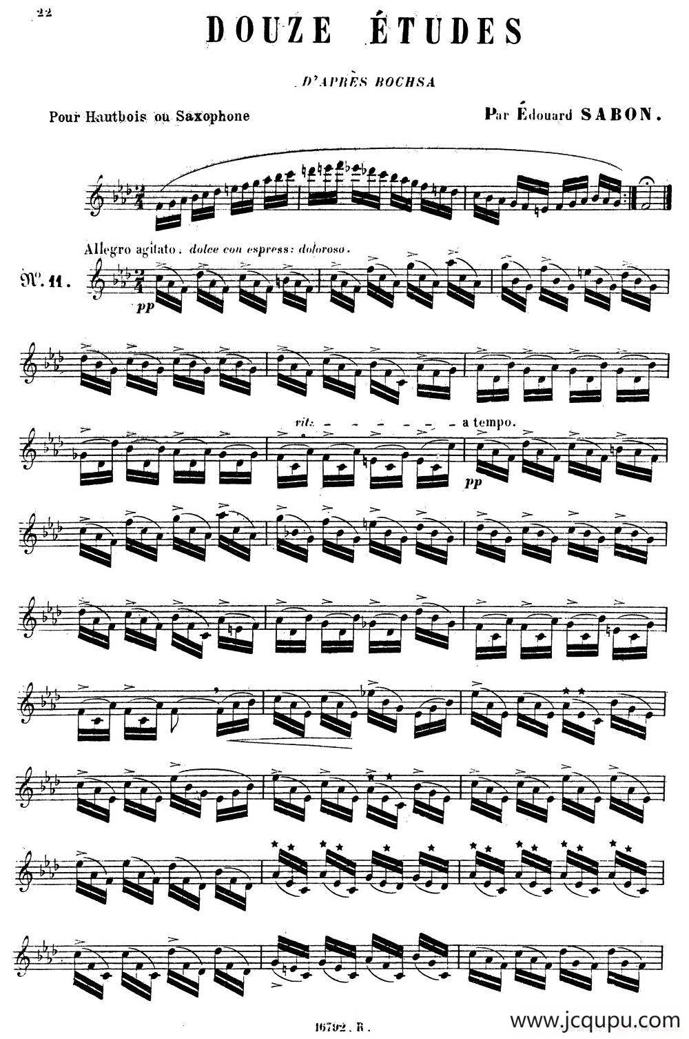 E.Sabon-12首练习曲（11）简谱