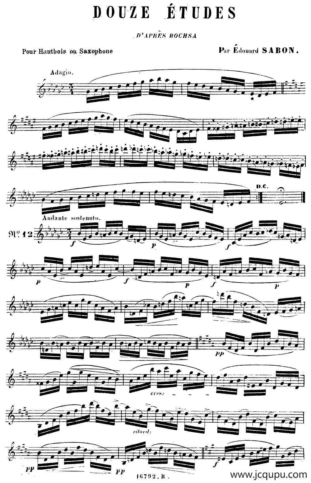 E.Sabon-12首练习曲（12）简谱