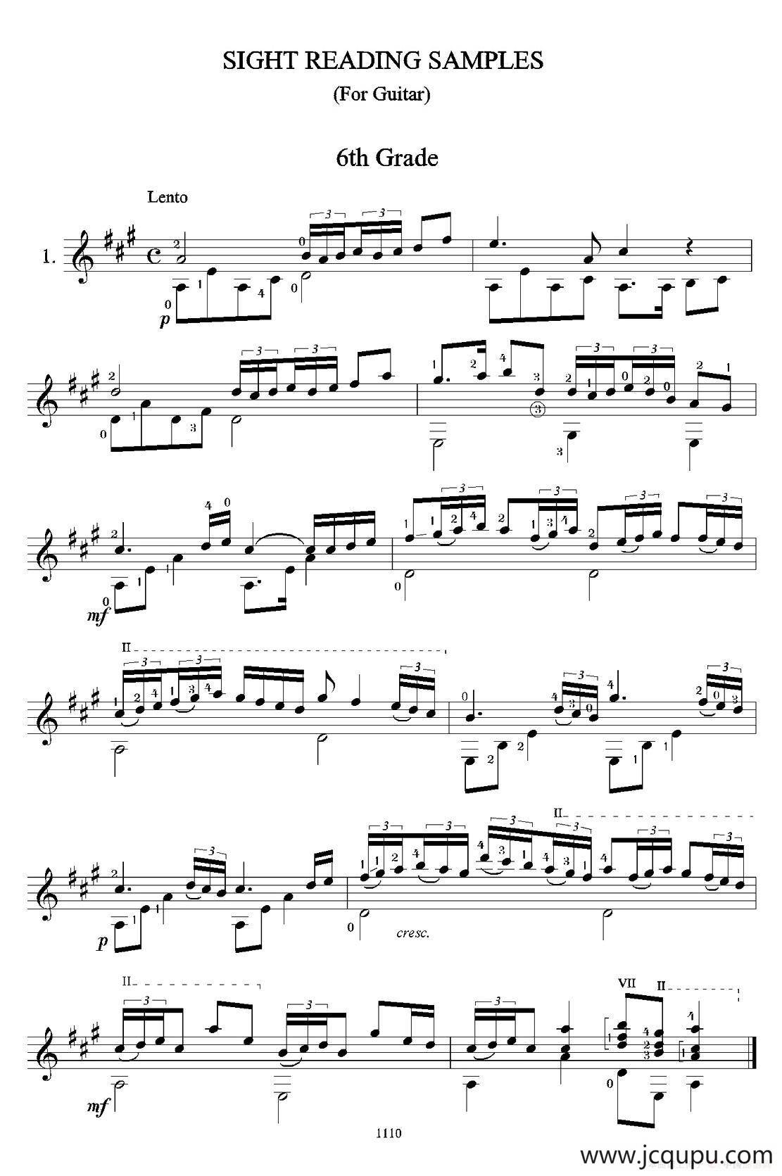 古典吉他视奏8首（6）简谱