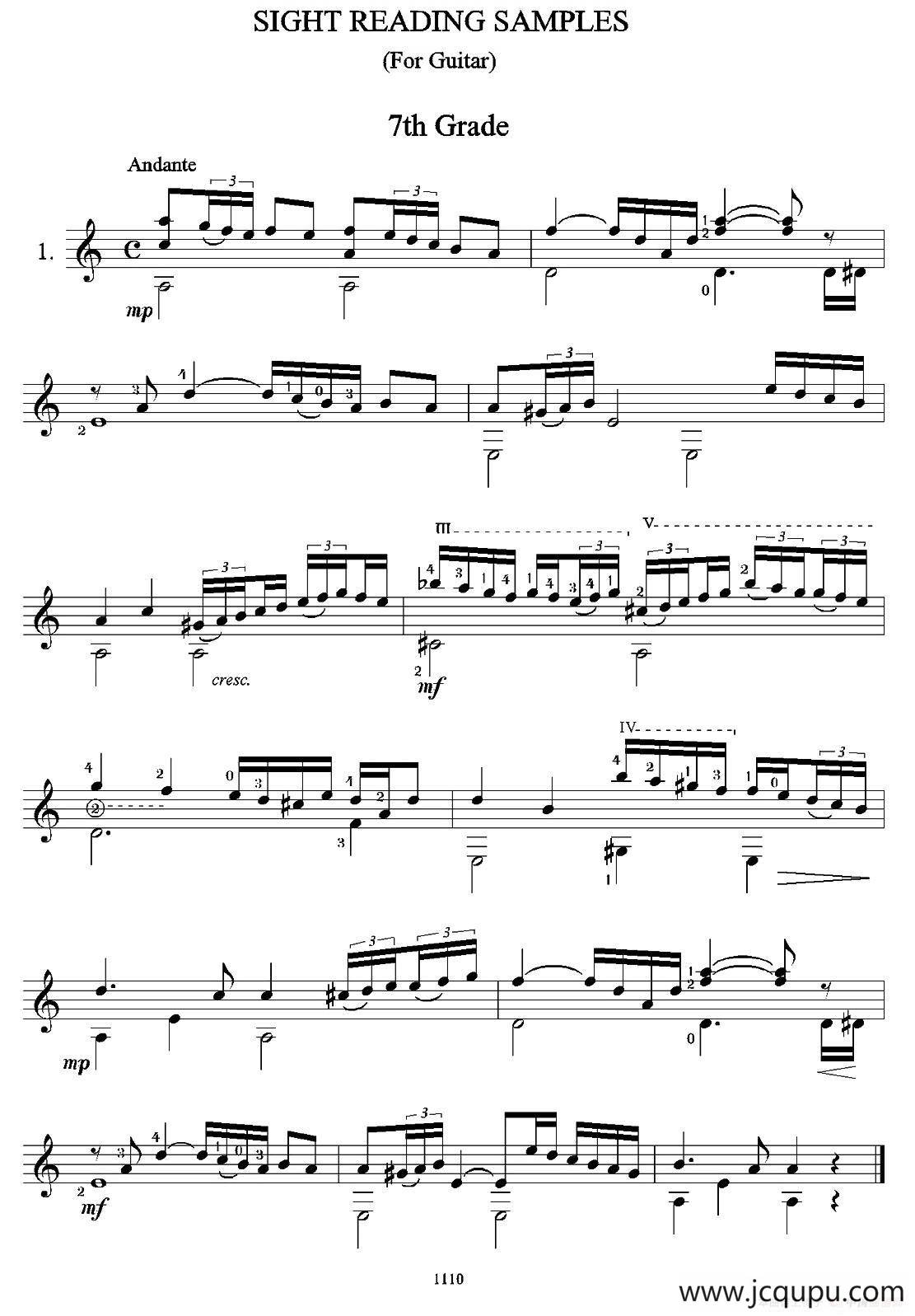 古典吉他视奏8首（7）简谱