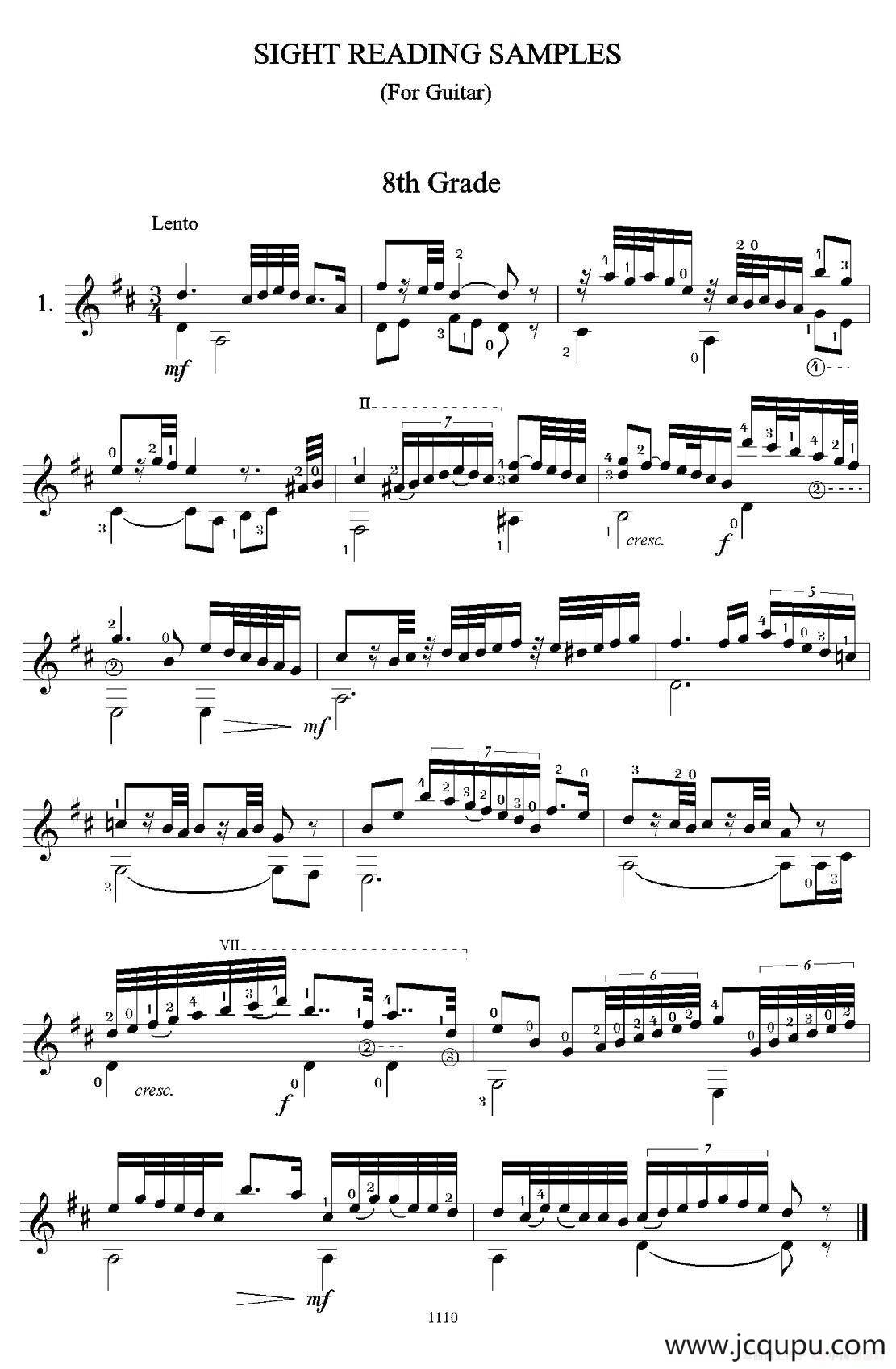 古典吉他视奏8首（8）简谱