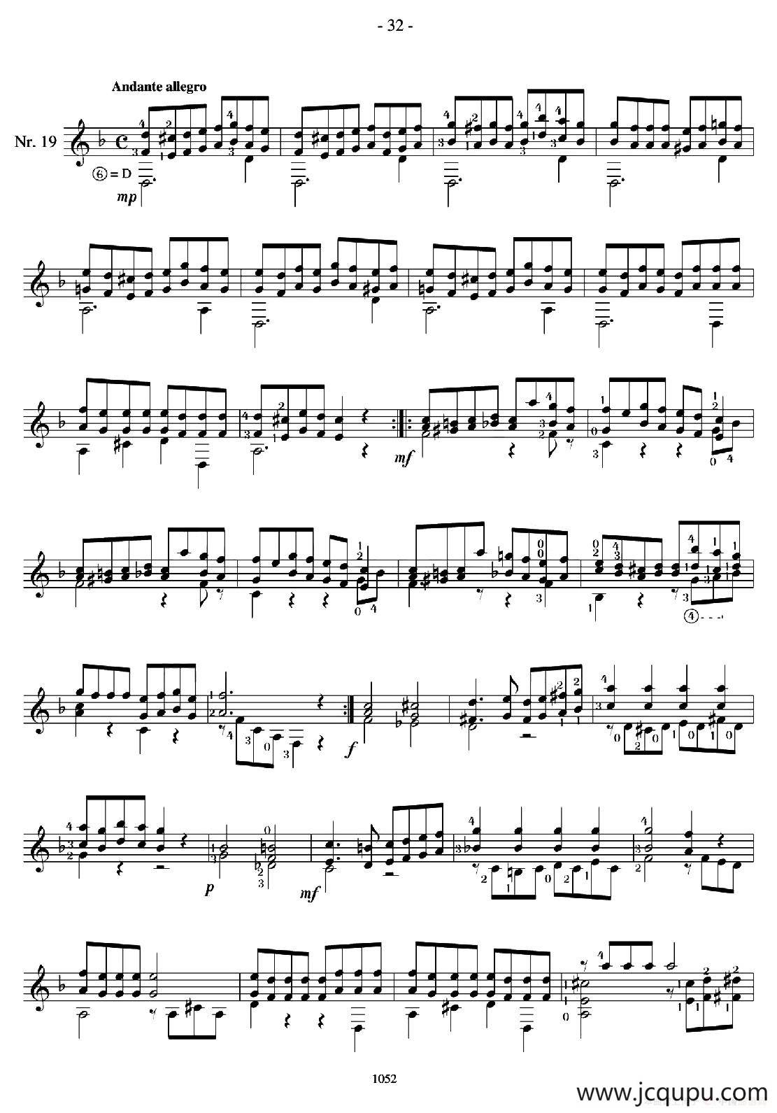 著名古典吉他练习曲（19）简谱