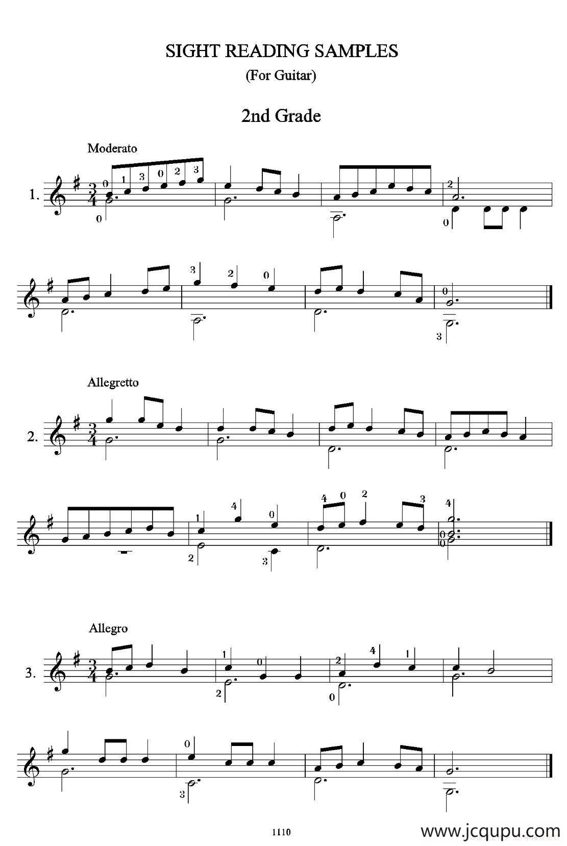 古典吉他视奏8首（2）简谱