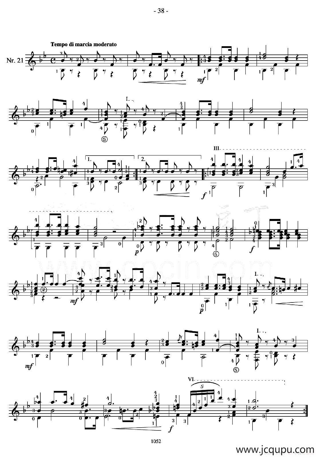 著名古典吉他练习曲（21）简谱