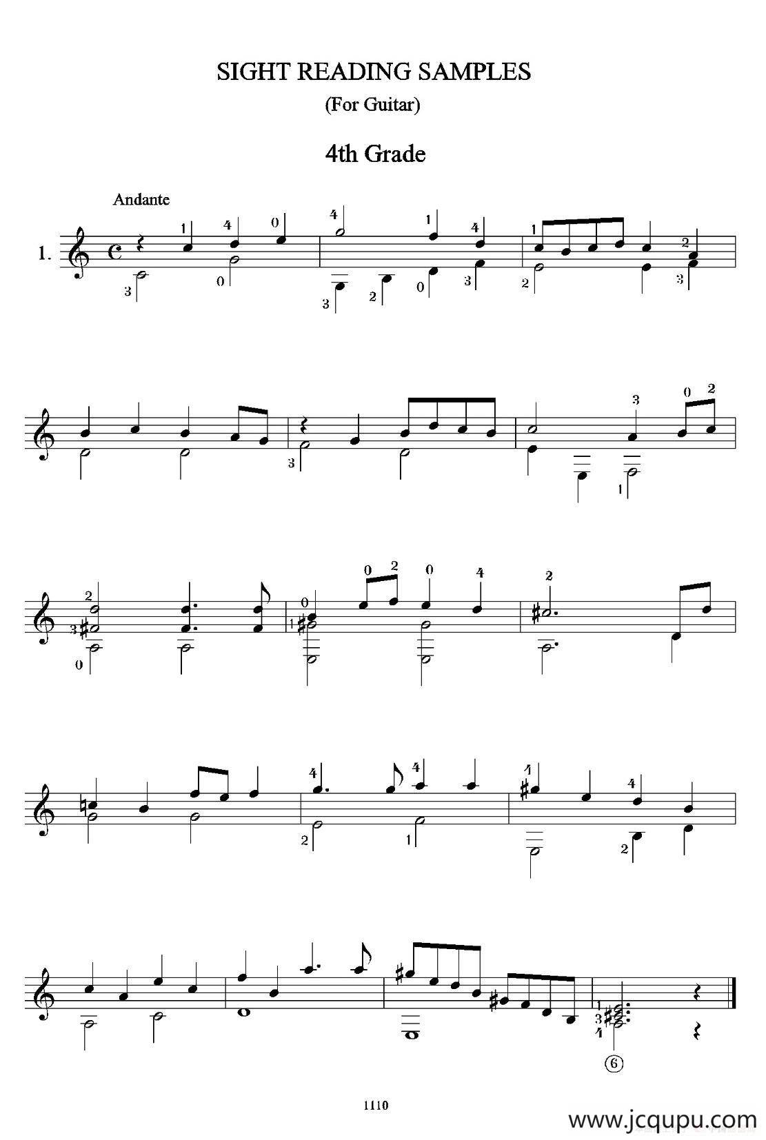 古典吉他视奏8首（4）简谱