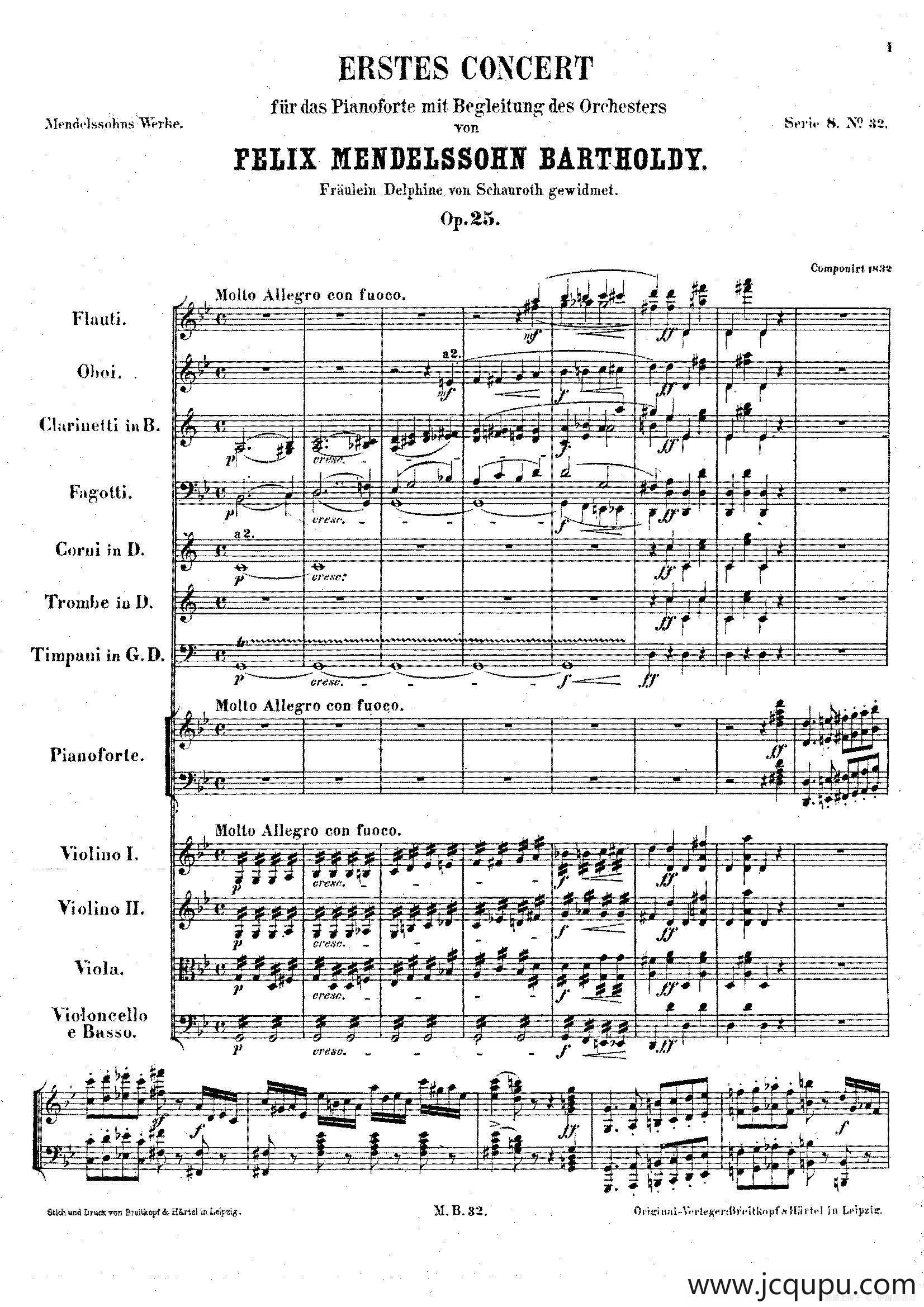 Piano Concerto No.1 in g Minor Op.25（g小调第一钢琴协奏曲·总谱）简谱