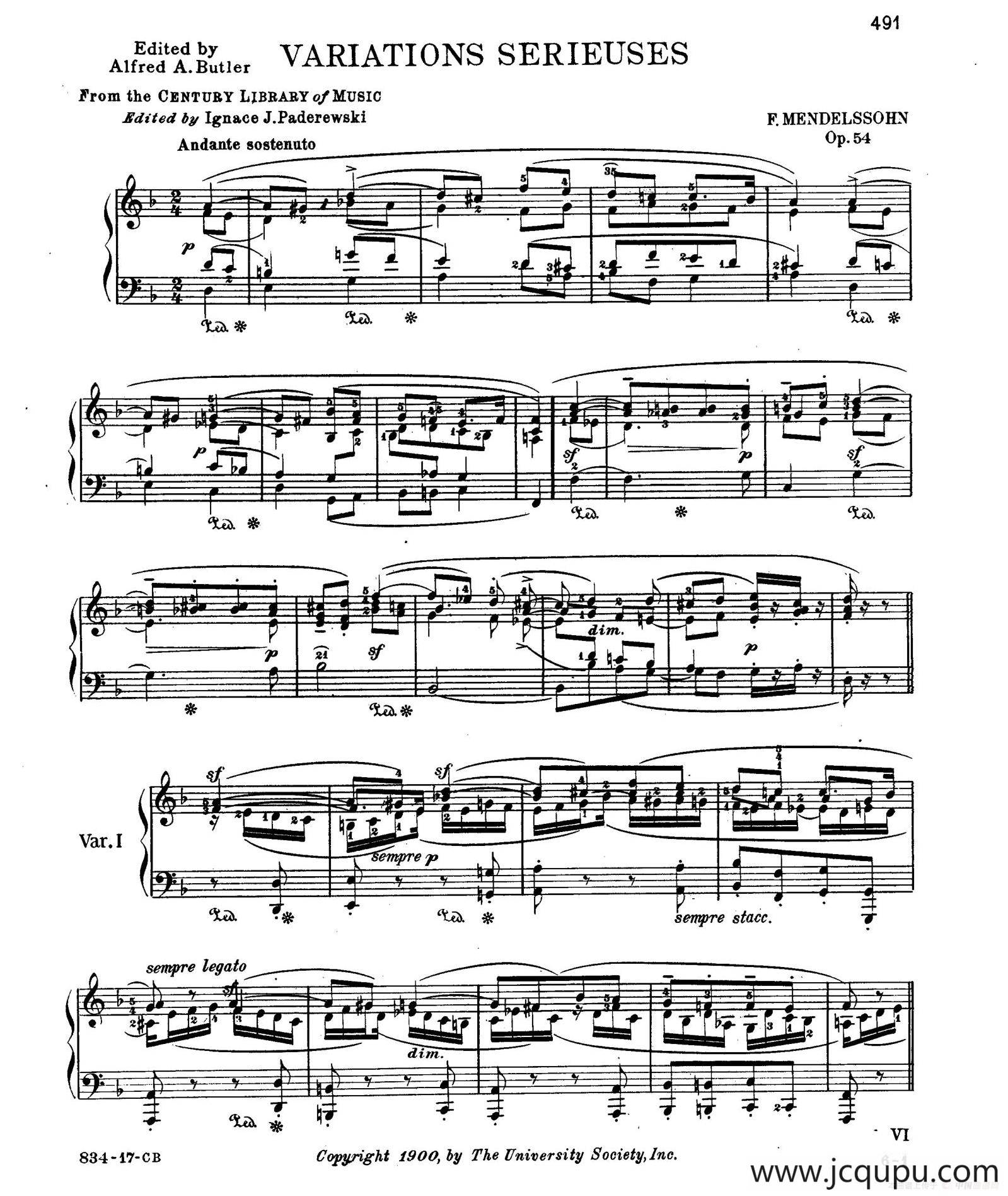 Variations Serieuses Op.54（d小调庄严变奏曲）简谱