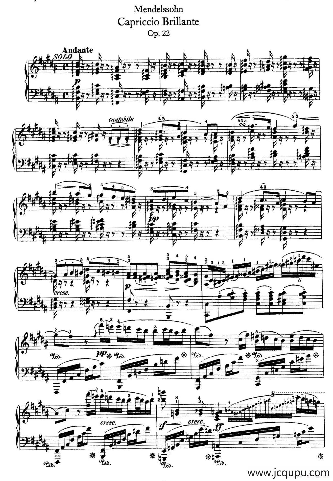 Capriccio Brillante in B Major Op.22（B大调华丽随想曲·钢琴独奏）简谱