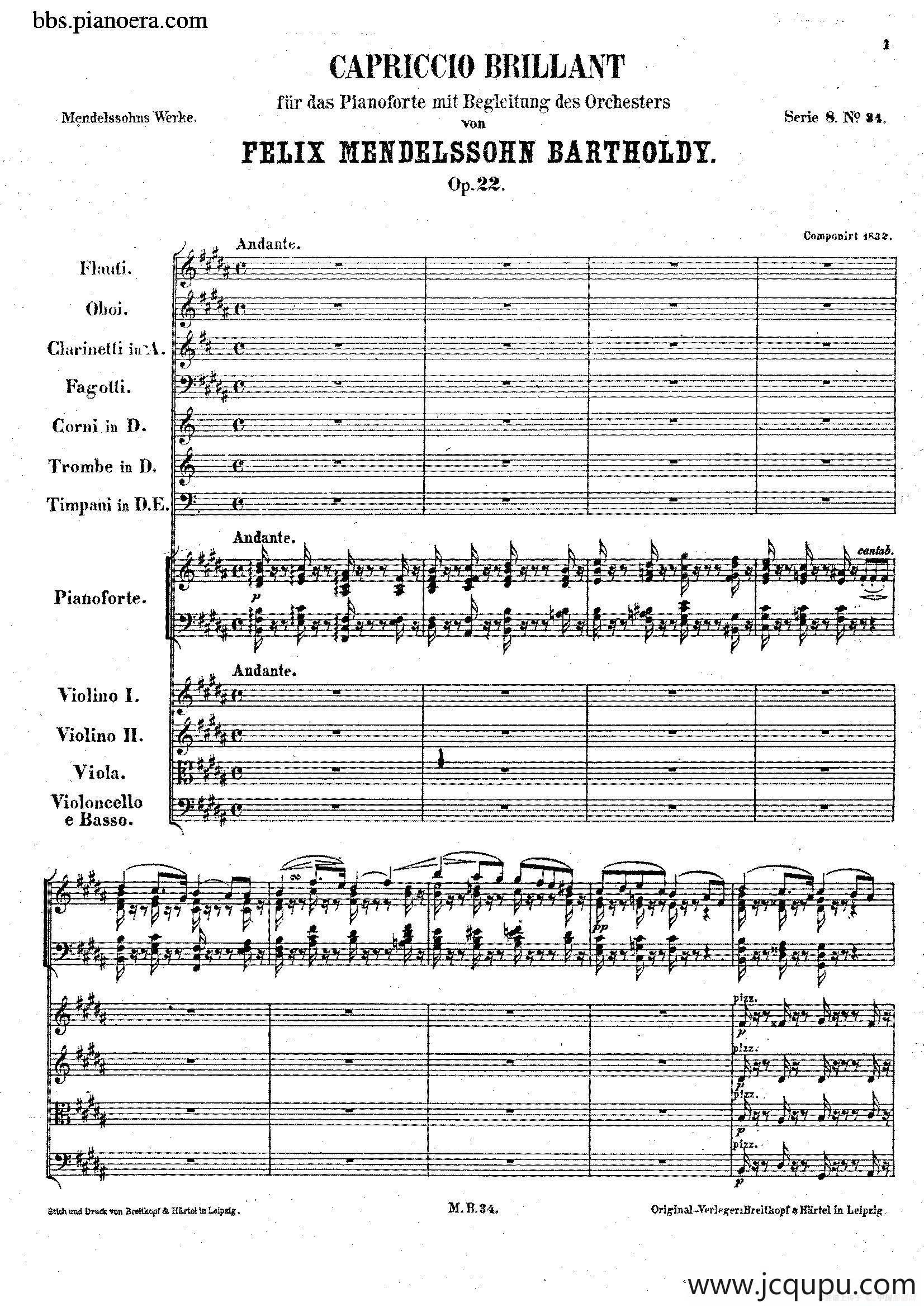 Capriccio Brillante in B Major Op.22（B大调华丽随想曲·钢琴+乐队总谱）简谱