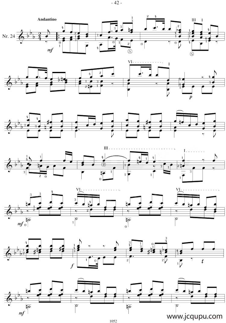 著名古典吉他练习曲（24）简谱