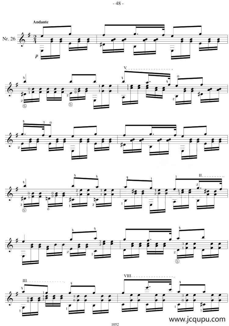 著名古典吉他练习曲（26）简谱