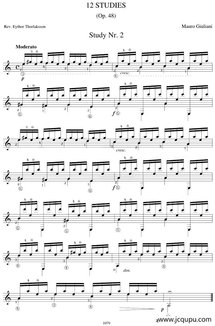 Mauro Giuliani《12 Studies,Op.48》（STUDY 2）简谱