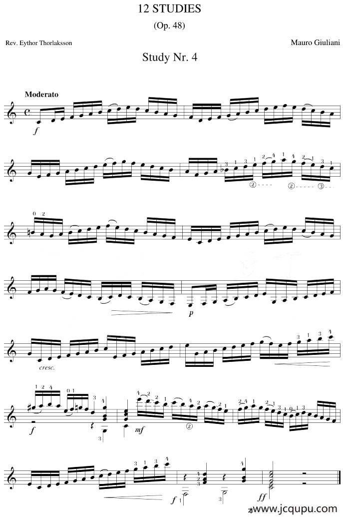 Mauro Giuliani《12 Studies,Op.48》（STUDY 4）简谱