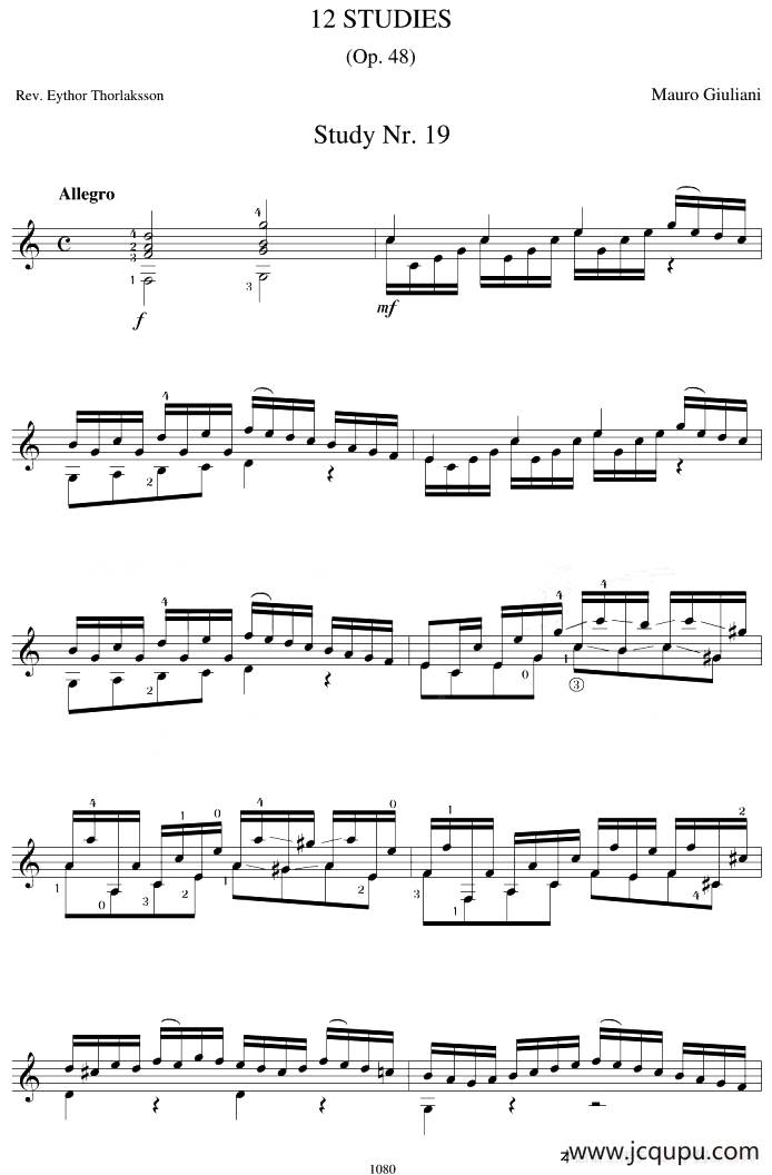 Mauro Giuliani《12 Studies,Op.48》（STUDY 19）简谱