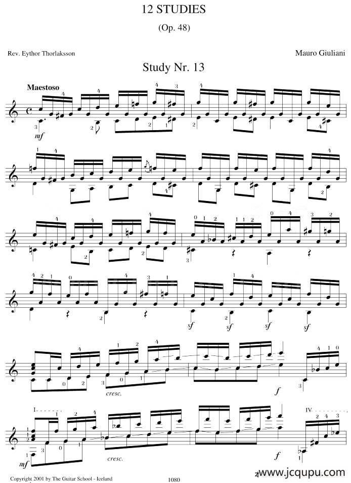 Mauro Giuliani《12 Studies,Op.48》（STUDY 13）简谱