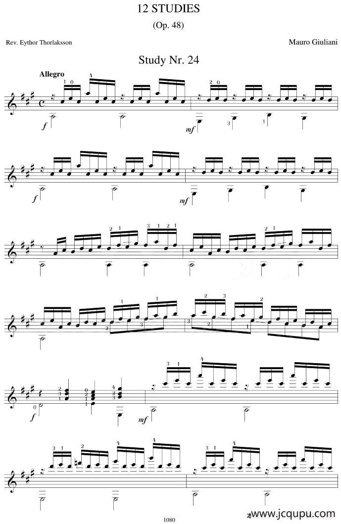 Mauro Giuliani《12 Studies,Op.48》（STUDY 24）简谱