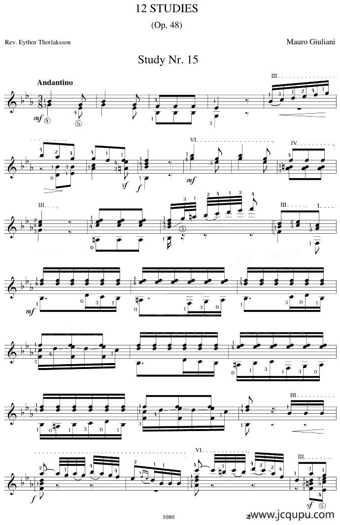 Mauro Giuliani《12 Studies,Op.48》（STUDY 15）简谱